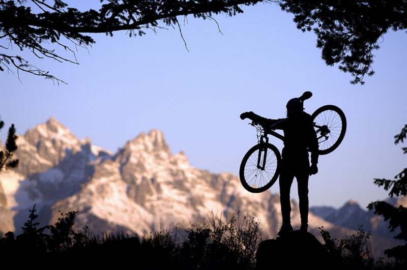 Mountain biker in the Grand Tetons