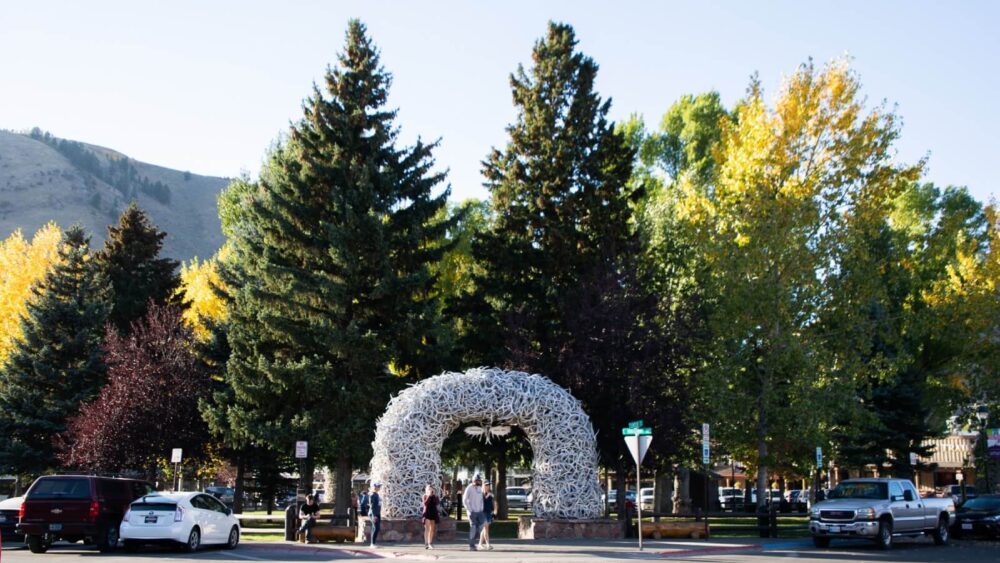 The antler arches in the town square of Jackson, Wyoming.