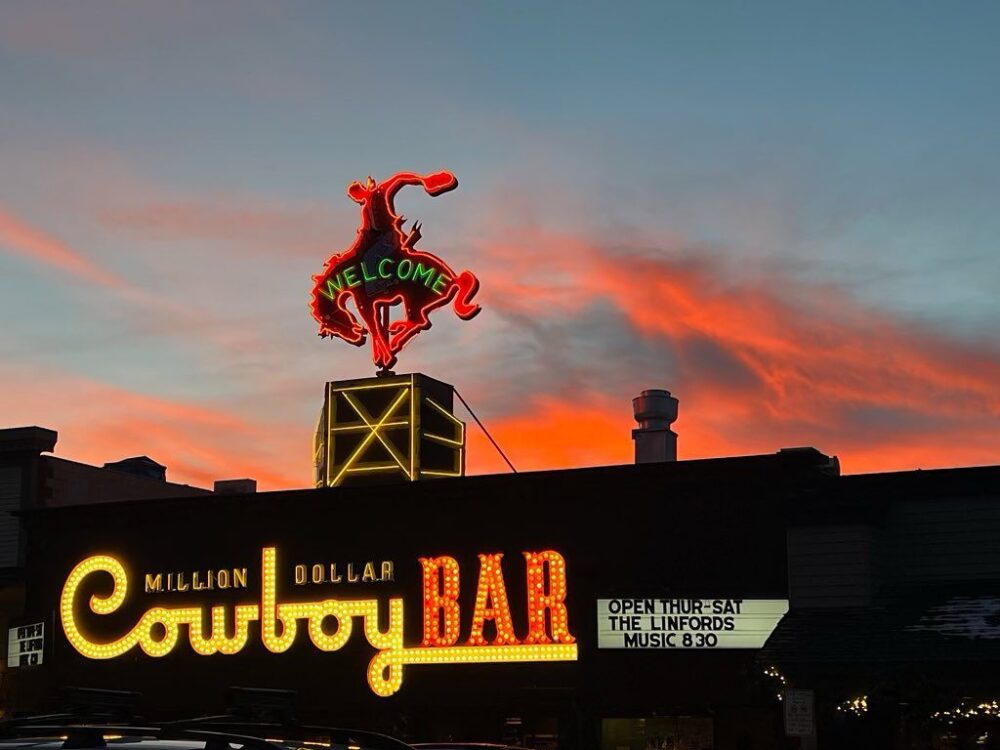 Million Dollar Cowboy Bar at sunset