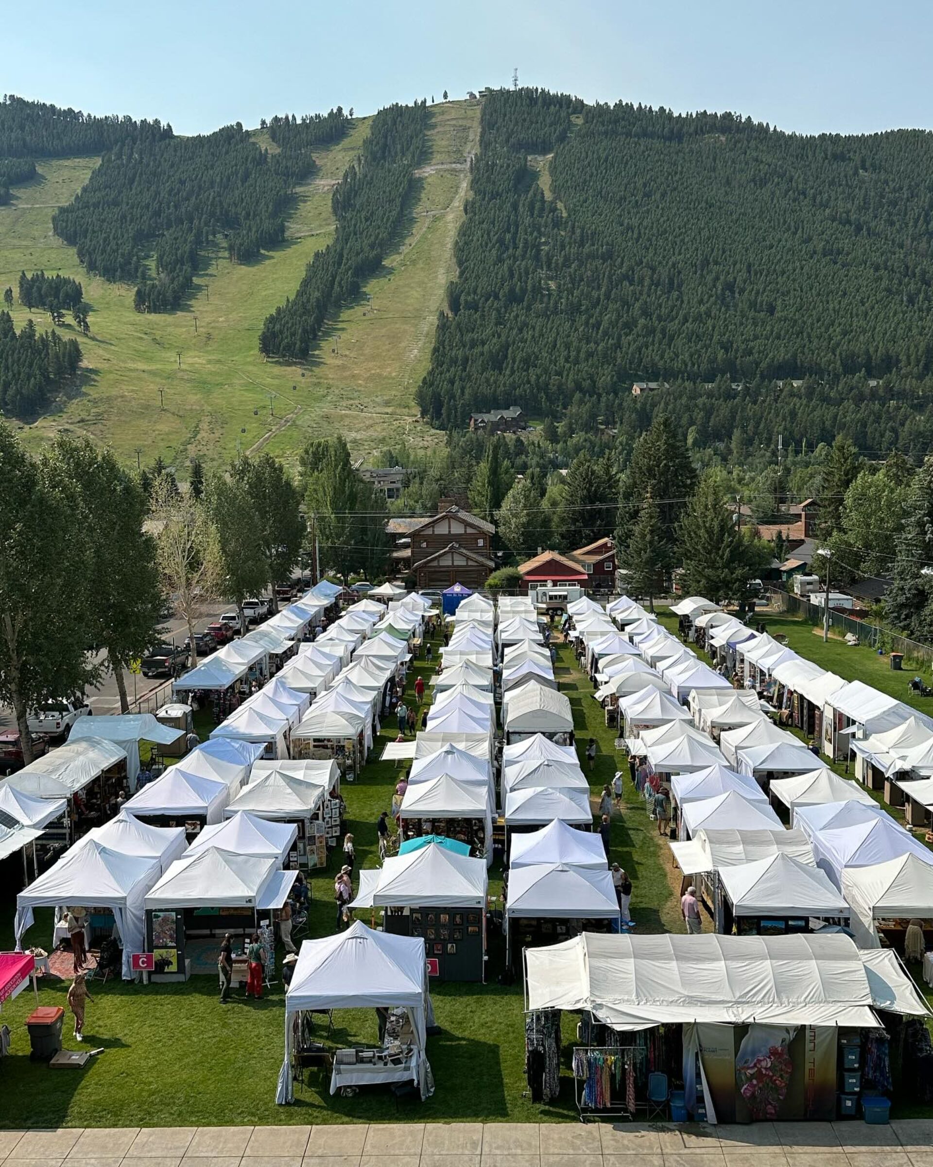 Rows of tents at the Jackson Hole Art Fair.