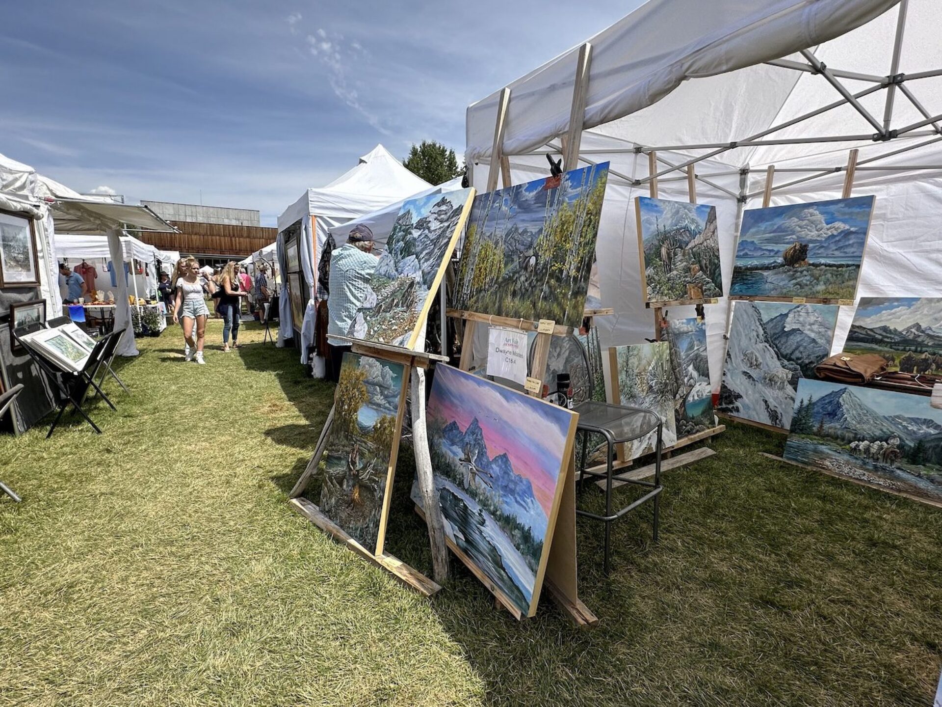 Artwork in a tent at a fair in Jackson Hole Wyoming.